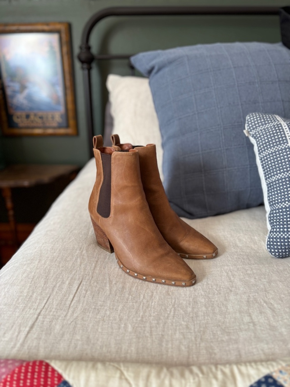 Tony Bianco Studded Brown Leather Boots Size 8.5